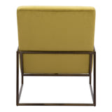 26" Olive Green And Bronze Velvet Arm Chair