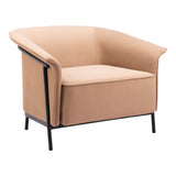 35" Tan And Black Fabric Arm Chair