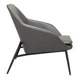 29" Gray And Black Faux Leather Arm Chair