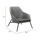 29" Gray And Black Faux Leather Arm Chair