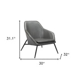 29" Gray And Black Faux Leather Arm Chair