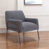 28" Gray And Bronze Fabric Arm Chair