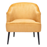 26" Yellow And Black Corduroy Tufted Arm Chair