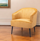 26" Yellow And Black Corduroy Tufted Arm Chair