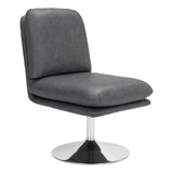 22" Gray And Silver Faux Leather Side Chair