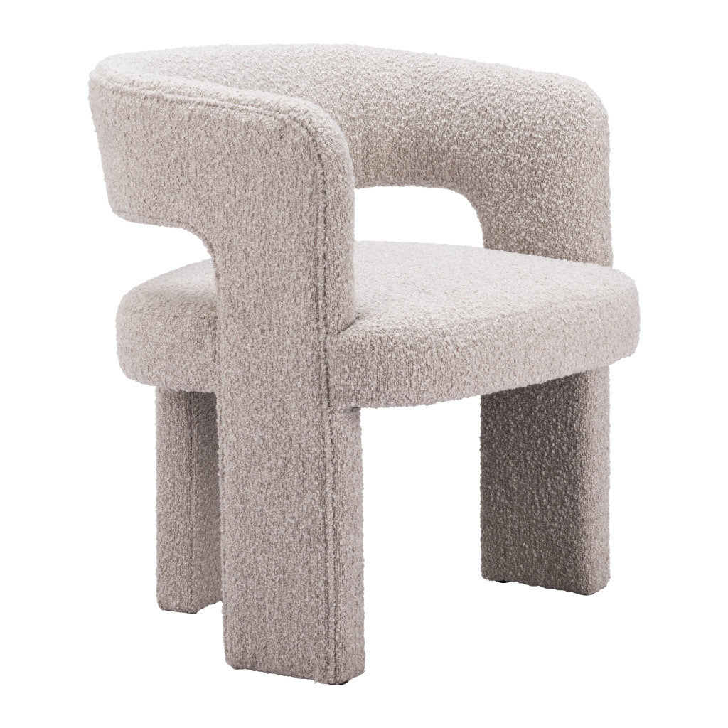 27" Beige Boucle Contemporary Arm Chair