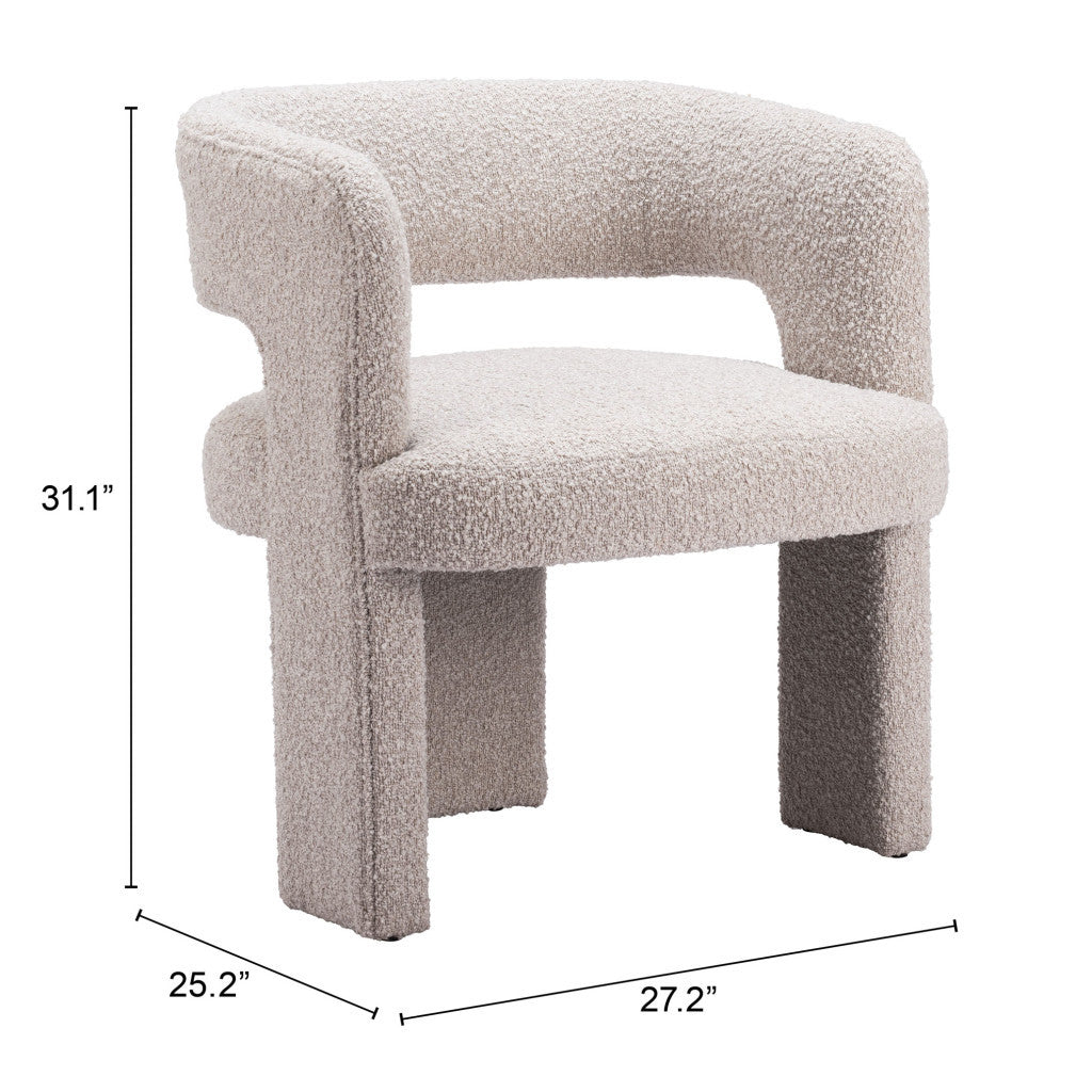 27" Beige Boucle Contemporary Arm Chair