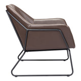 29" Brown And Black Faux Leather Arm Chair