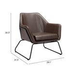 29" Brown And Black Faux Leather Arm Chair