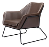 29" Brown And Black Faux Leather Arm Chair