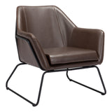 29" Brown And Black Faux Leather Arm Chair