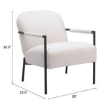 26" Ivory And Black Sherpa Arm Chair