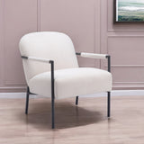 26" Ivory And Black Sherpa Arm Chair