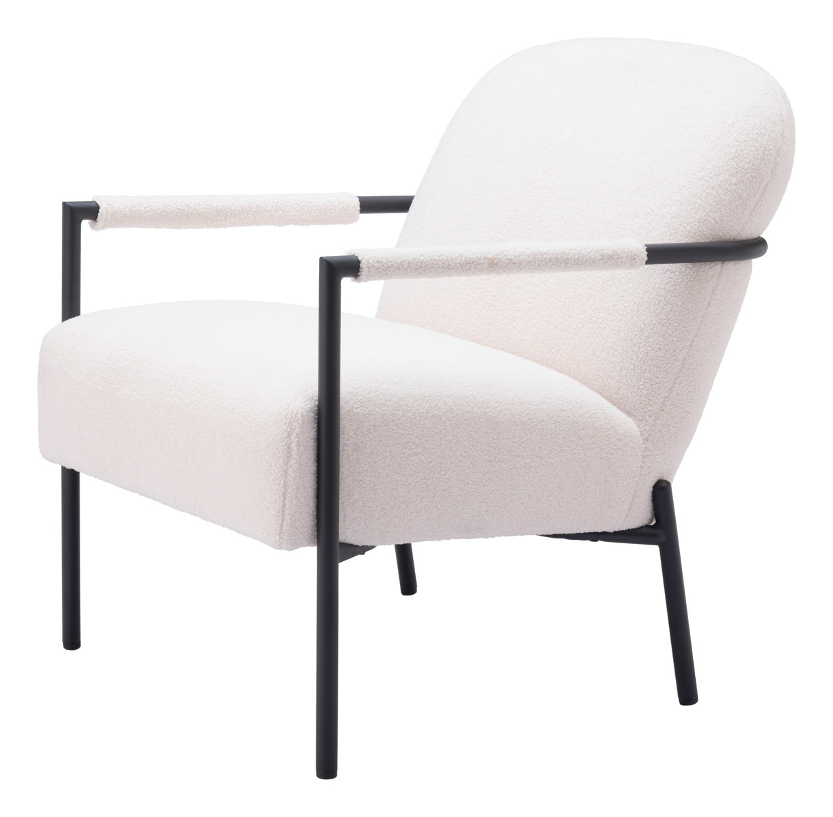 26" Ivory And Black Sherpa Arm Chair