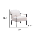 26" Ivory And Black Sherpa Arm Chair