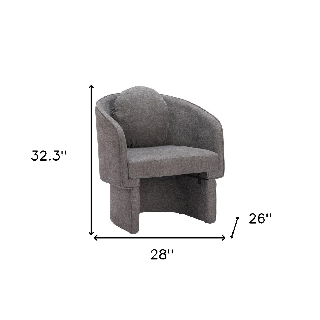 28" Gray Fabric Barrel Chair And Toss Pillow