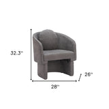 28" Gray Fabric Barrel Chair And Toss Pillow