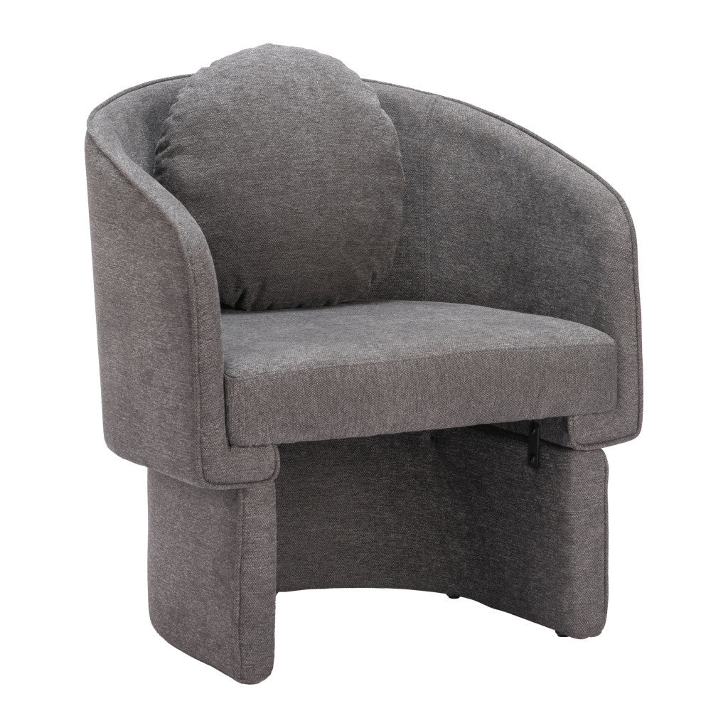 28" Gray Fabric Barrel Chair And Toss Pillow