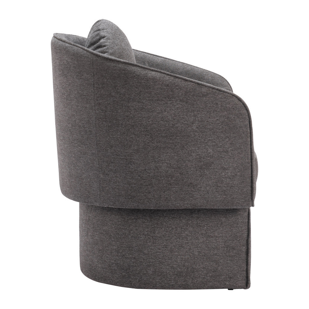 28" Gray Fabric Barrel Chair And Toss Pillow