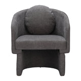 28" Gray Fabric Barrel Chair And Toss Pillow