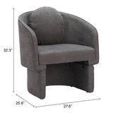 28" Gray Fabric Barrel Chair And Toss Pillow