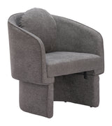 28" Gray Fabric Barrel Chair And Toss Pillow