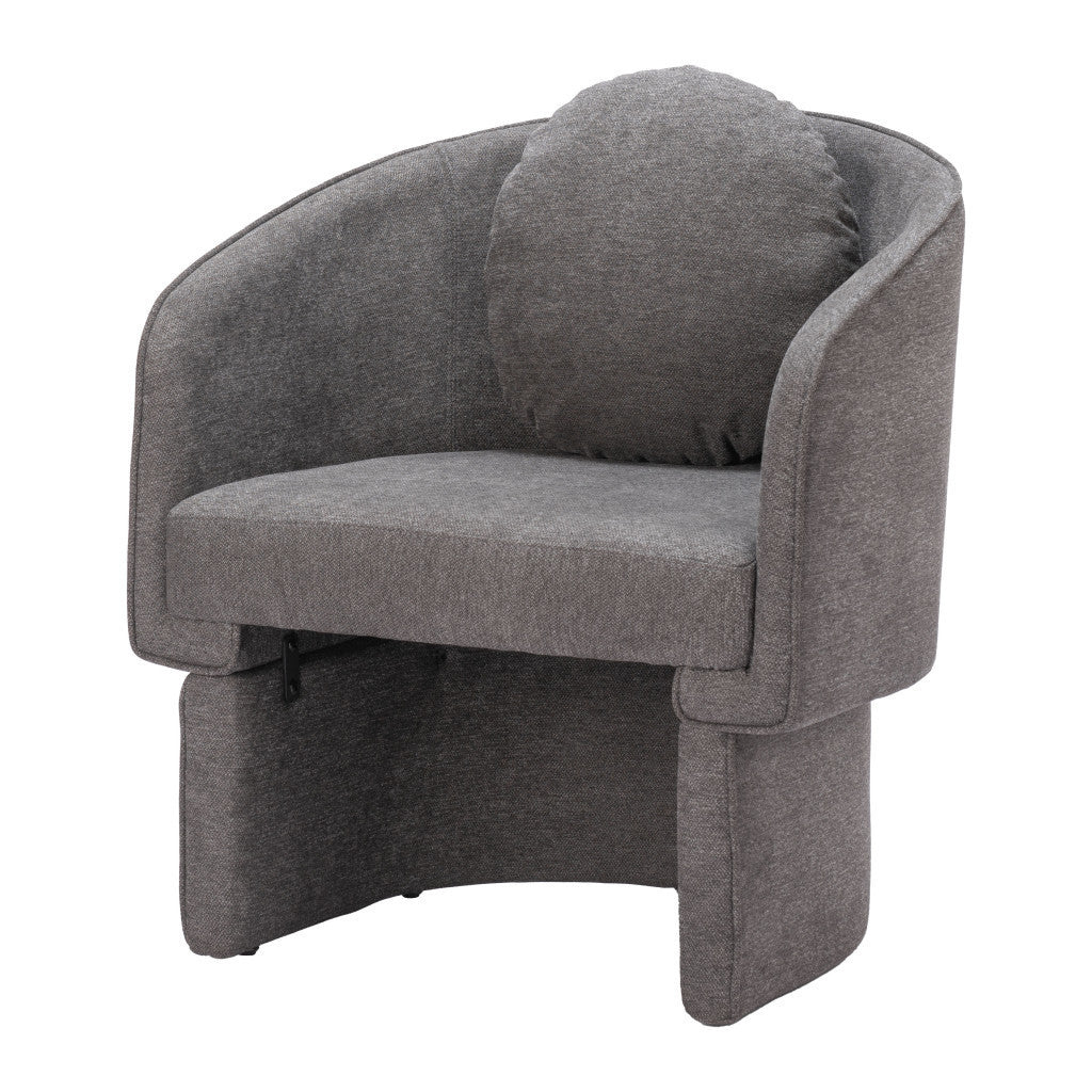 28" Gray Fabric Barrel Chair And Toss Pillow