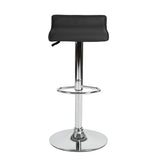 Set of Two Black and Silver Faux Leather and Metal Low Back Adjustable Height Swivel Bar Chairs