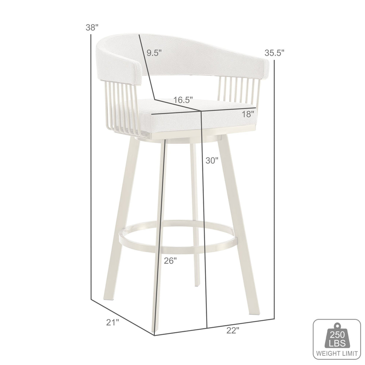 30" Gray and Gold Fabric and Stainless Steel Low Back Bar Height Swivel Bar Chair