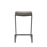 30" Gray and Black Faux Leather and Iron Backless Bar Height Bar Chair