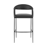 30" Black Faux Leather and Iron Low Back Bar Height Bar Chair