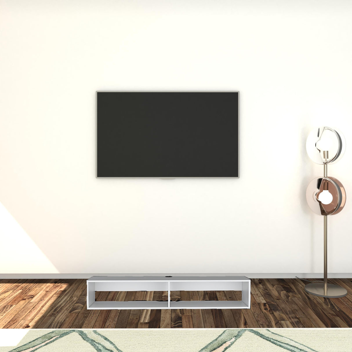 59" White Floating Mount TV Stand