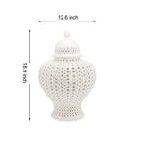 19" White Pierced Urn Ceramic Ginger Jar