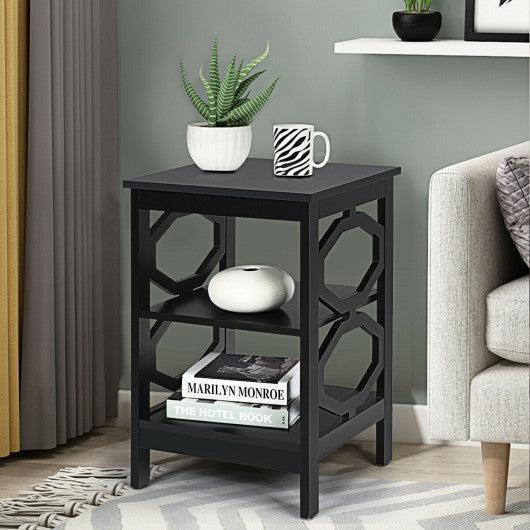 3-tier Nightstand Sofa Side End Accent Table-Black