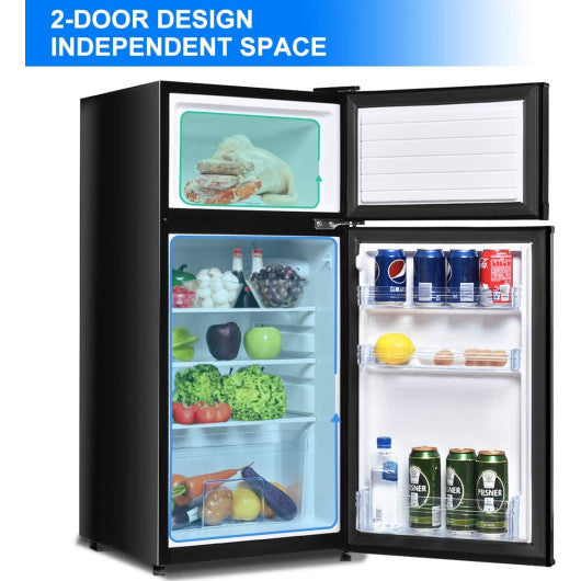 2 Doors Cold-rolled Sheet Compact Refrigerator-Black