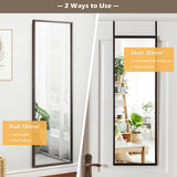 Full Length Metal Door Mirror with Adjustable Hook-Coffee