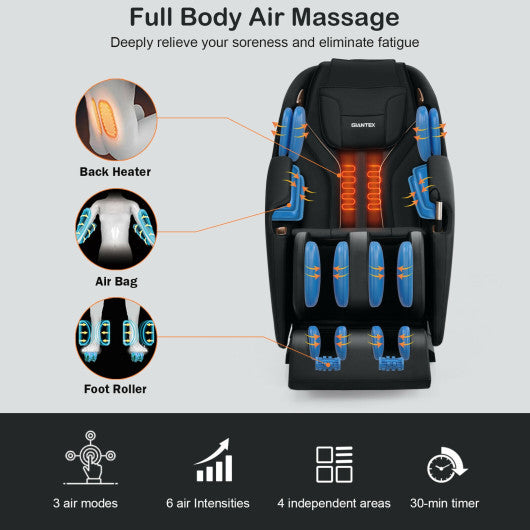 Soothe 10-Full Body Zero Gravity Massage Chair with SL Track Heat Installation-free-Black