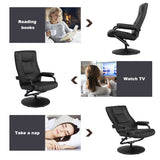 Swivel Lounge Chair Recliner with Ottoman-Black