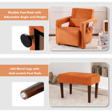 Modern Berber Fleece Single Sofa Chair with Ottoman and Waist Pillow-Orange