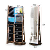 Standing Jewelry Cabinet with Adjustable LED Lights-Coffee