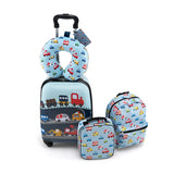 5 Piece Kids Luggage Set with Backpack  Neck Pillow  Name Tag  Lunch Bag-Blue