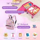 5 Piece Kids Luggage Set with Backpack  Neck Pillow  Name Tag  Lunch Bag-Pink