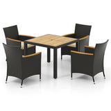 5 Pieces Patio Dining Table Set for 4 with Umbrella Hole