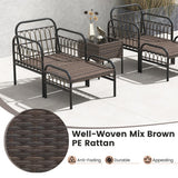 5 Piece Patio Conversation Set with Ottomans and Coffee Table