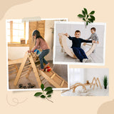 5in1 Montessori Climbing Frame Set: Triangle Ladder + Arch/Rocker + Slide Board/Ramp + Netting rope + Cushion