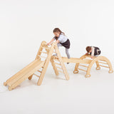 5in1 Montessori Climbing Set: Triangle Ladder + Climbing Arch + Slide Board + Climbing Net + Art Addition