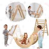 5in1 Montessori Climbing Set: Triangle Ladder + Climbing Arch + Slide Board + Cushion + Art Addition