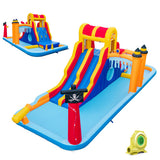 6-In-1 Inflatable Water Slide with Dual Slides Climbing Wall and Cave Crawling Game with 950W Blower