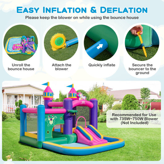 6-in-1 Kids Blow up Castle with Slide and Jumping Area and Ball Pit Pools without Blower