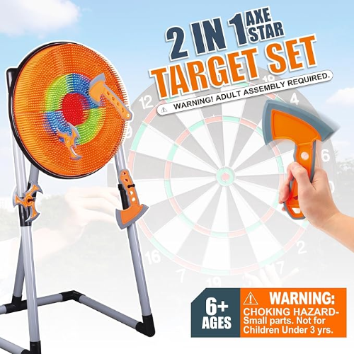 Contixo Kids Foam Axe Throwing Set with 4 Axes, 3 Darts, Bristle Target by Contixo